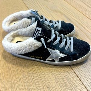 Golden Goose Sabot shearling black glitter